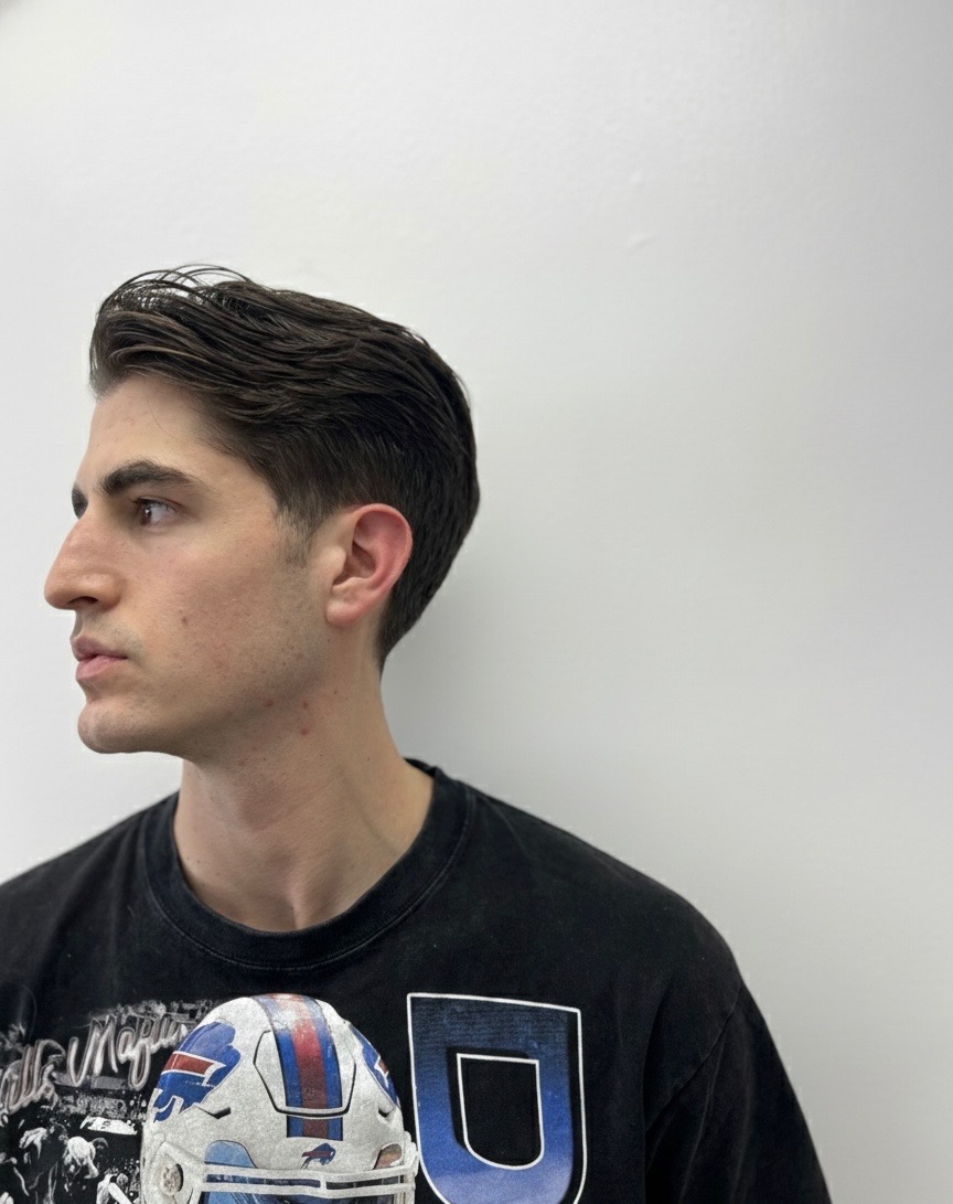 scissor cut by Greg at Modern Rebel Barbershop in Hollywood